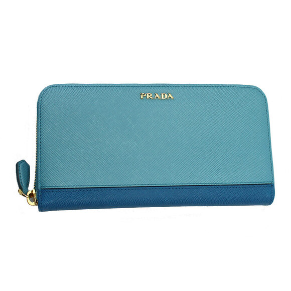 Prada Handbags - PRADA Round Zipper Long Wallet Saffiano Stripe Embossed